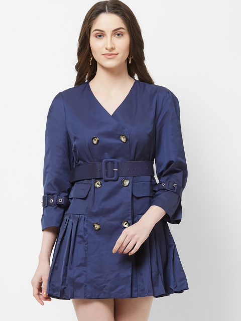 

bebe Women Navy Blue Solid Fit and Flare Dress