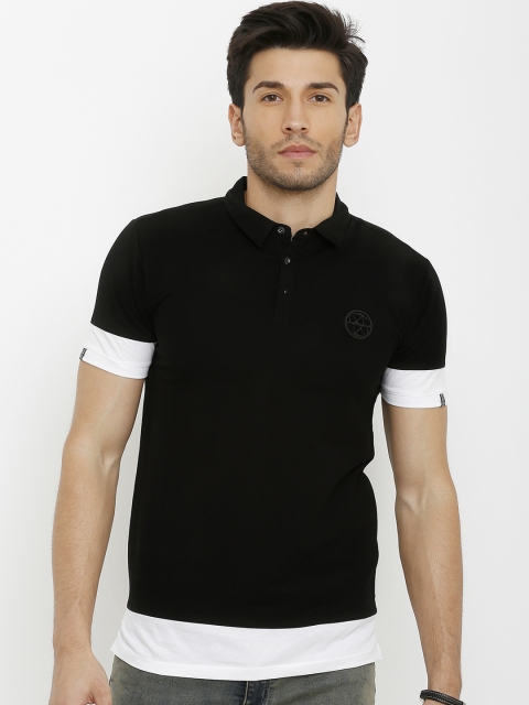 

Rex Straut Jeans Men Black Solid Polo Collar T-shirt