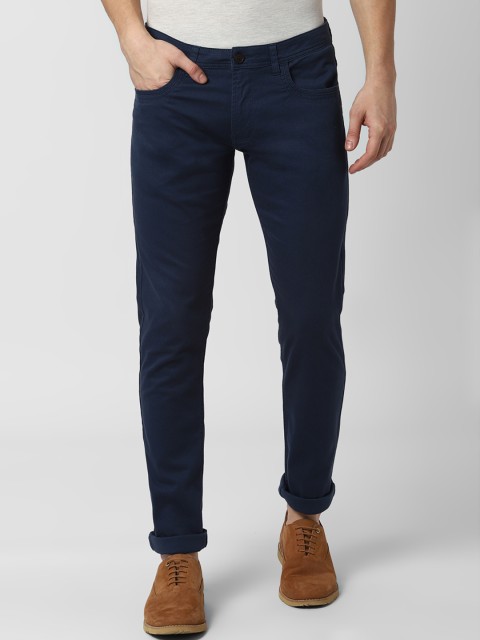 

Peter England Casuals Men Navy Blue Skinny Fit Solid Regular Trousers