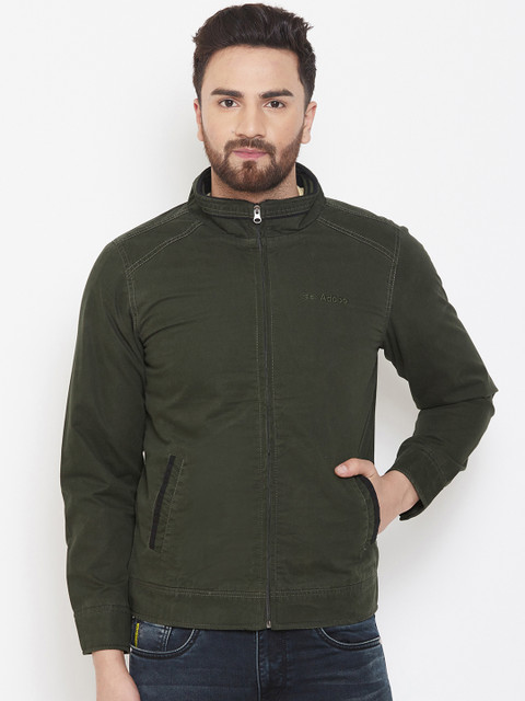 

Adobe Men Olive Green Solid Padded Jacket