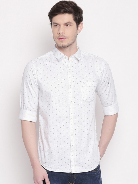 

Mufti Men White & Grey Slim Fit Printed Casual Shirt