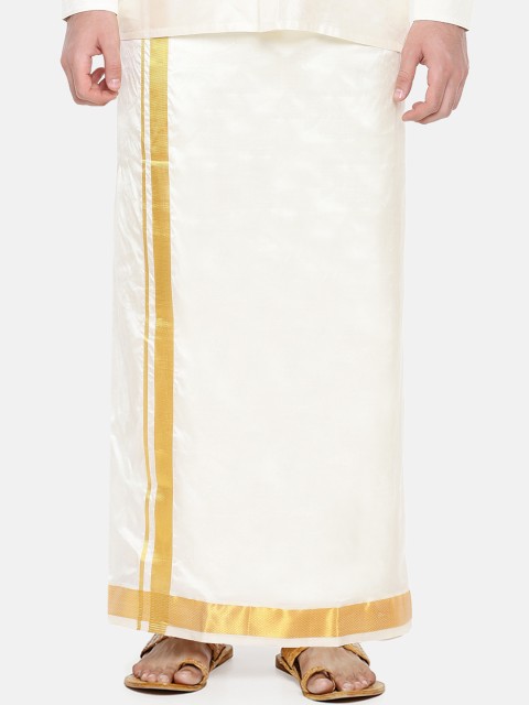 

RAMRAJ COTTON Men Cream-Coloured Silk Dhotis