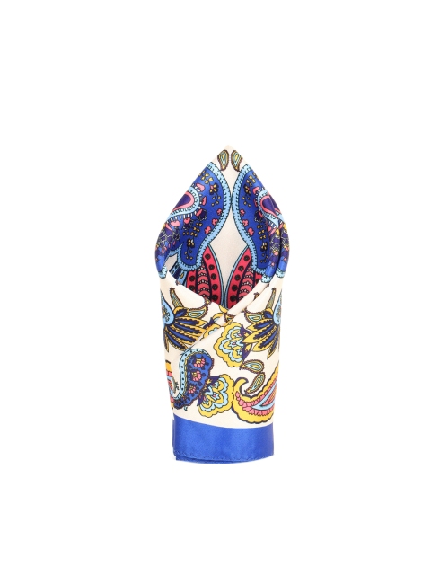 

Alvaro Castagnino Men White & Blue Printed Pocket Square