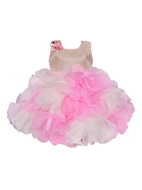 

Wish Karo Girls Pink & White Embellished Fit and Flare Dress