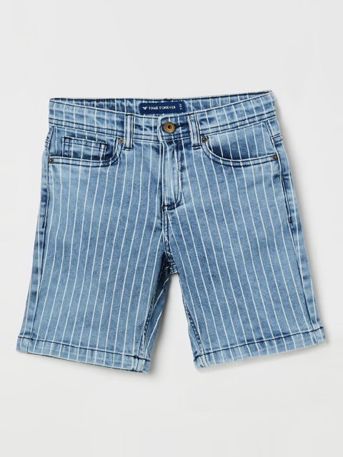 

Fame Forever by Lifestyle Boys Blue & White Striped Slim Fit Denim Shorts