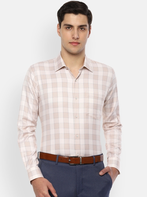 

Van Heusen Men Beige Slim Fit Checked Formal Shirt