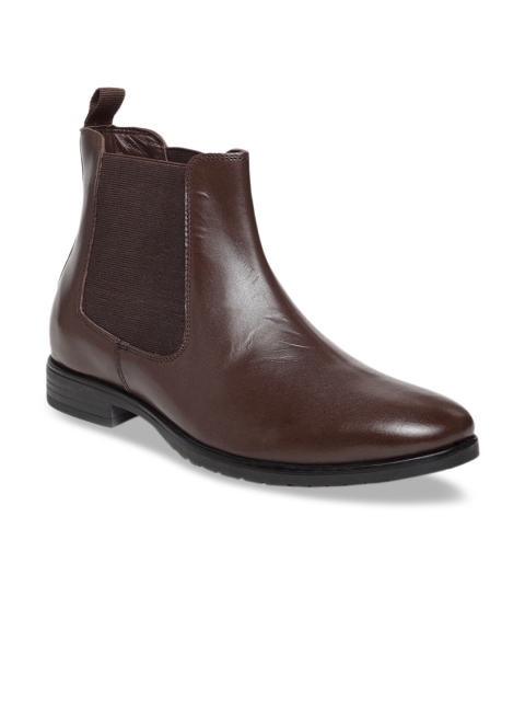 

Teakwood Leathers Men Brown Solid Leather Mid-Top Chelsea Boots