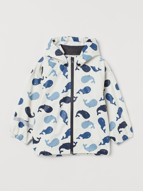 

H&M Kids White & Blue Printed Rain Jacket