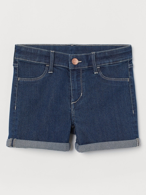 

H&M Girls Blue Solid Denim shorts