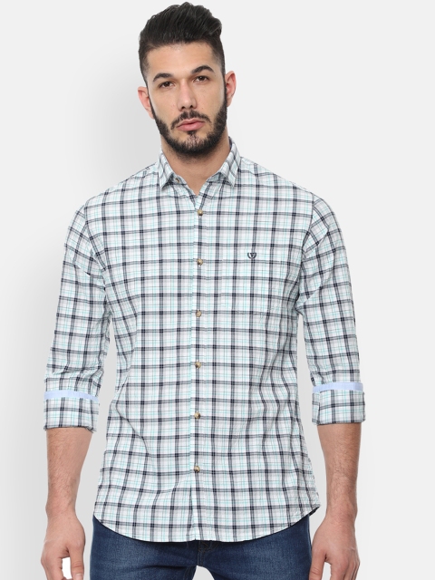 

Van Heusen Sport Men Blue & Green Slim Fit Checked Casual Shirt