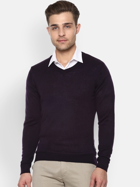 

Van Heusen Men Purple Solid Pullover Sweater