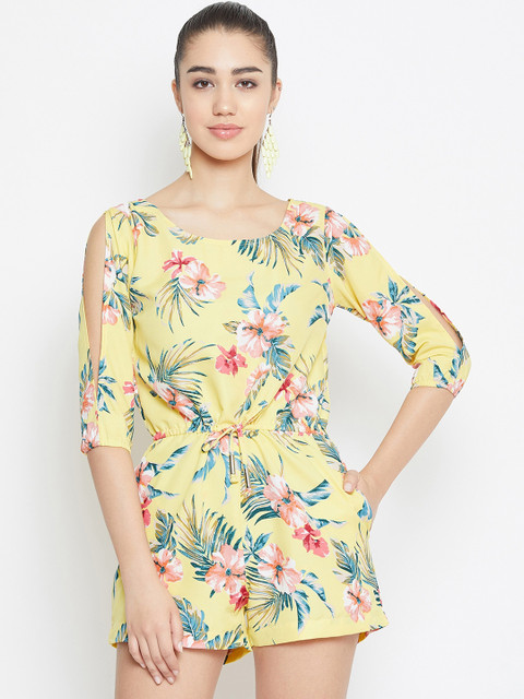 

PURYS Women Yellow & Blue Printed Playsuit