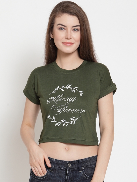 

Everlush Women Olive Green Printed Top