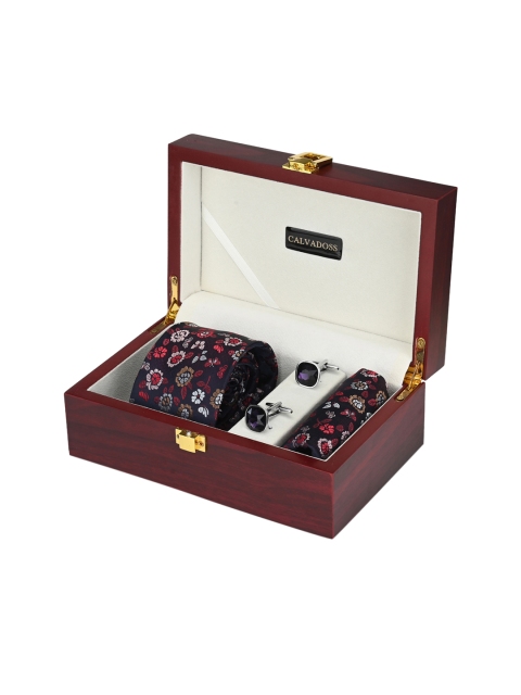 

Calvadoss Men Black & Red Printed Accessory Gift Set, Purple