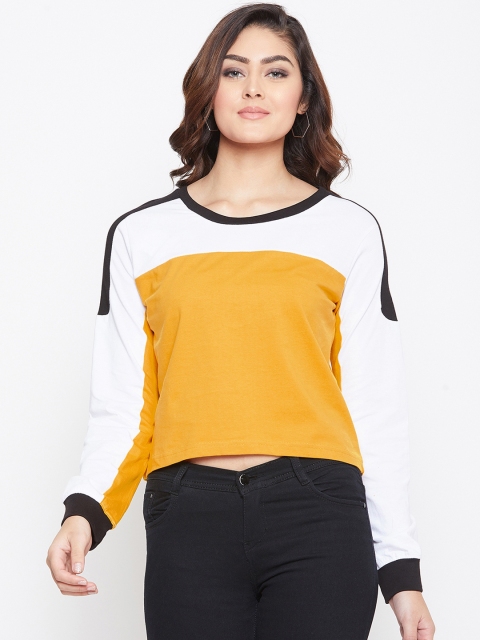 

The Dry State Women Mustard Colourblocked Round Neck T-shirt