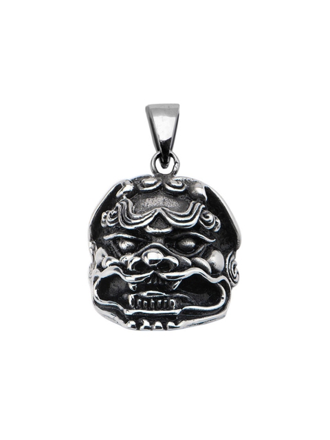 

Inox Jewelry Women Silver-Toned Chinese Lion Head Pendant