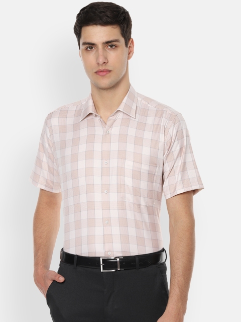 

Van Heusen Men Beige & White Regular Fit Checked Formal Shirt
