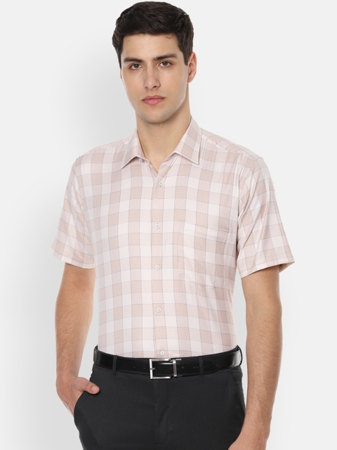 

Van Heusen Men Beige & White Regular Fit Checked Formal Shirt