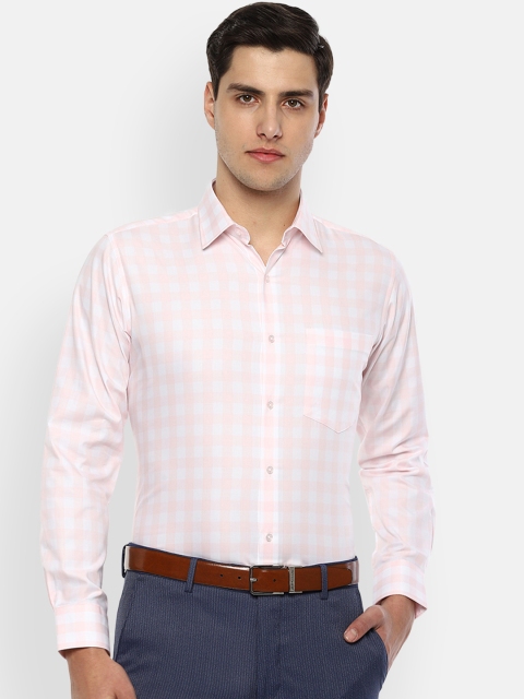 

Van Heusen Men Pink & White Regular Fit Checked Formal Shirt