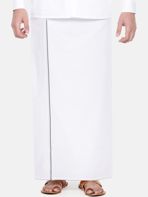 

RAMRAJ COTTON White Solid Dhoti