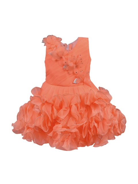 

Wish Karo Girls Peach-Coloured Embellished Fit and Flare Dress