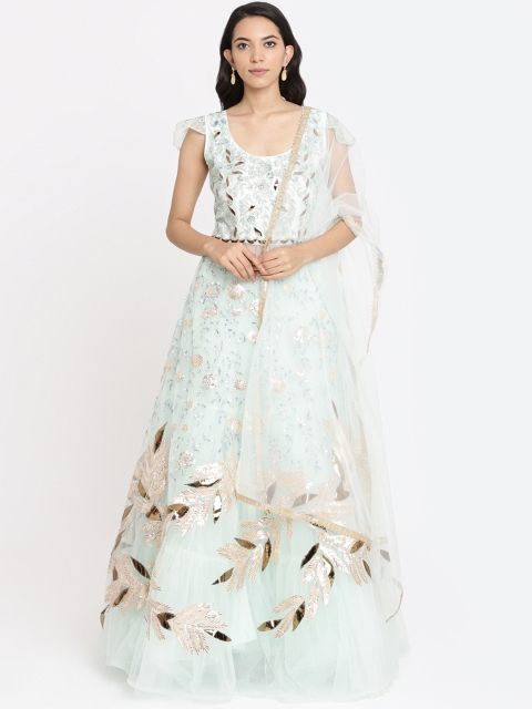 

Koskii Women Sea Green Embellished Maxi Dress