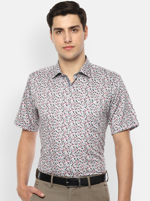 

Van Heusen Men Grey & Pink Regular Fit Printed Formal Shirt