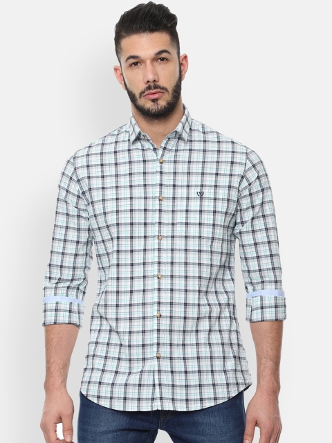 

Van Heusen Sport Men Blue & Green Slim Fit Checked Casual Shirt