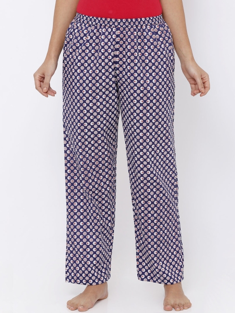 

Heart 2 Heart Women Navy Blue & White Printed Lounge Pants