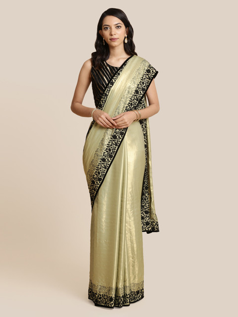 

Koskii Green & Black Satin Embellished Saree