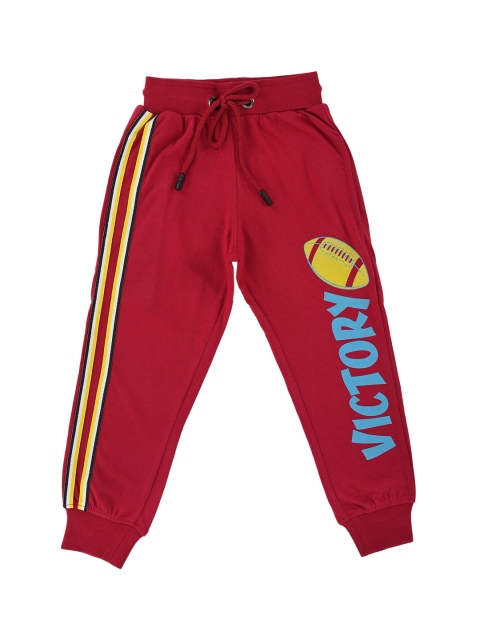 

Stupid Cupid Boys Red Solid Straight-Fit Joggers, Maroon