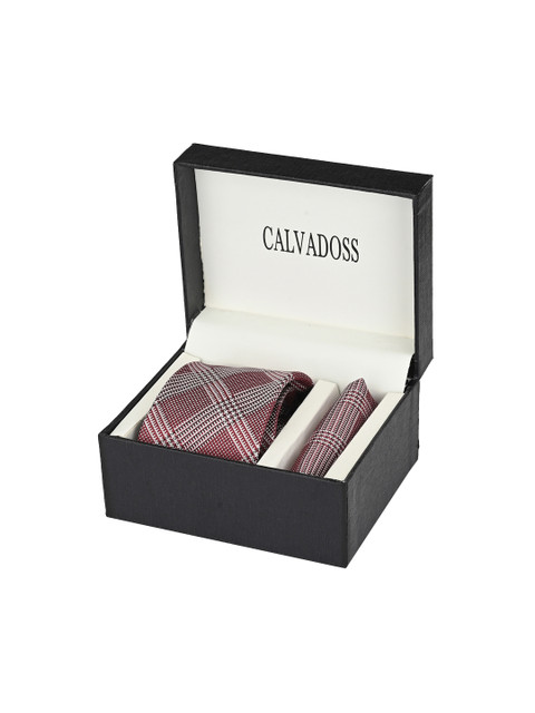 

Calvadoss Men Red & Grey Patterned Accessory Gift Set