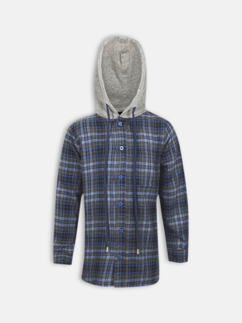 

Oxolloxo Boys Blue & Grey Regular Fit Checked Casual Shirt