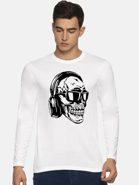 

Le Bison Men White Printed Round Neck T-shirt