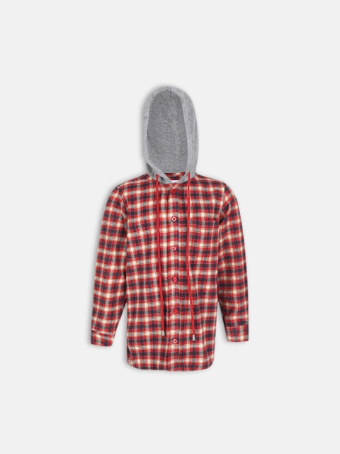 

Oxolloxo Boys Red & Grey Regular Fit Checked Formal Shirt