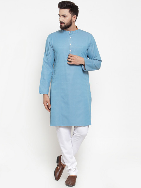 

NEUDIS Men Blue Woven Design Straight Kurta