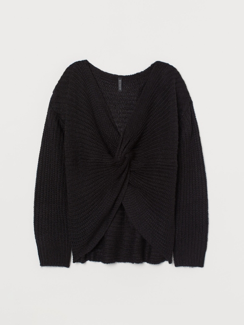 

H&M Women Black Knot-Detail Jumper