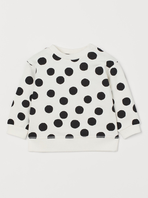 

H&M Girls White & Black Printed Sweatshirt