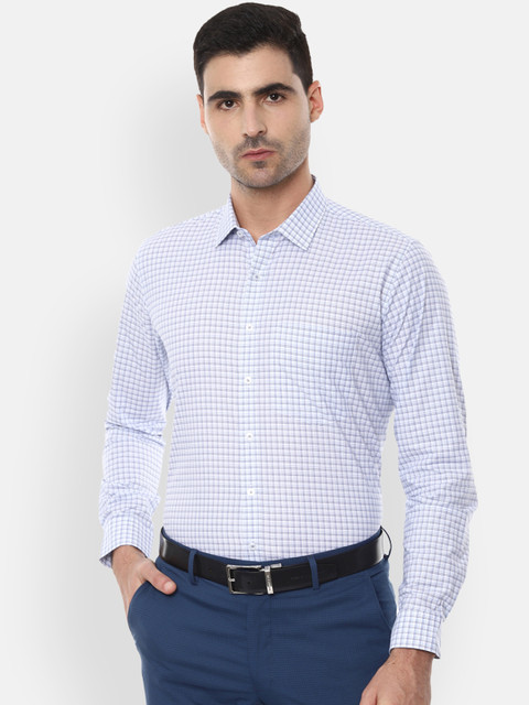 

Van Heusen Men Blue & White Checked Slim Fit Formal Shirt