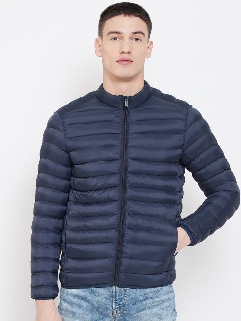 

Okane Men Navy Blue Solid Puffer Jacket