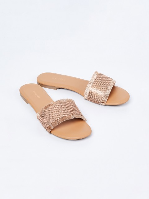 

Melange by Lifestyle Women Gold-Toned Embellished Open Toe Flats