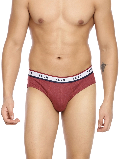

FASO Men Red Solid Organic Cotton Basic Briefs FS 2002