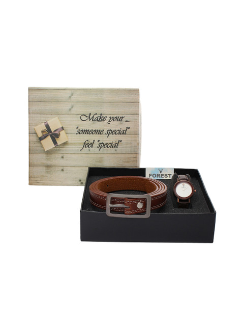 

Hobforestessentials Women Watch & Belt Gift Set, White