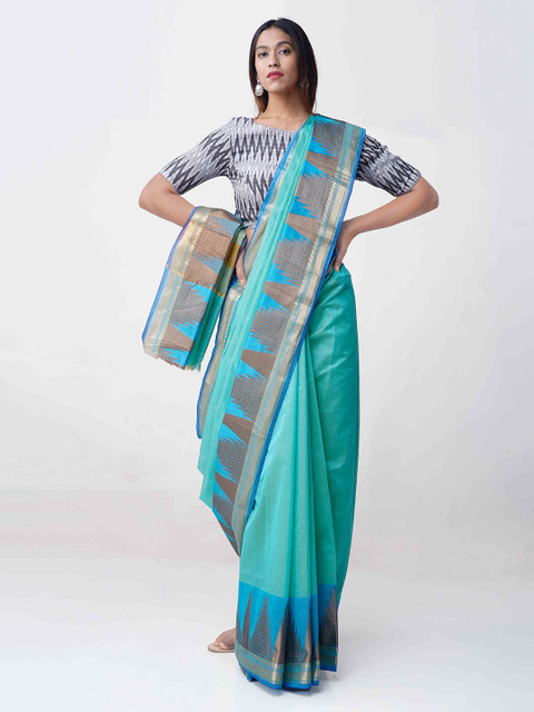 

Unnati Silks Sea Green Woven Design Silk Cotton Saree
