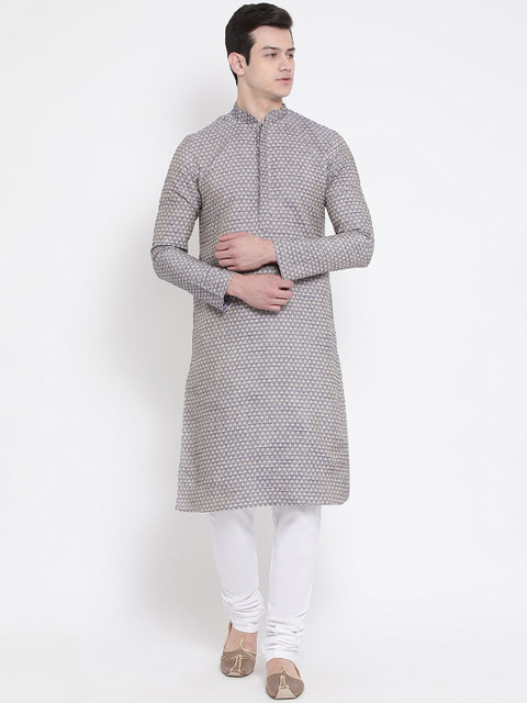 

NAMASKAR Men Blue Woven Design Straight Kurta