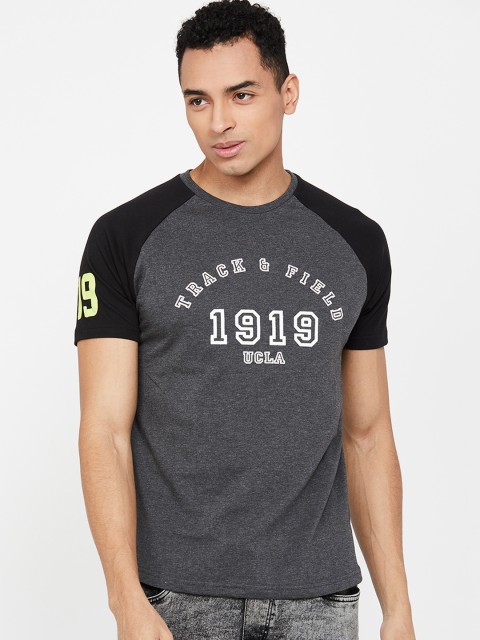 

UCLA Men Charcoal Grey Printed Round Neck T-shirt