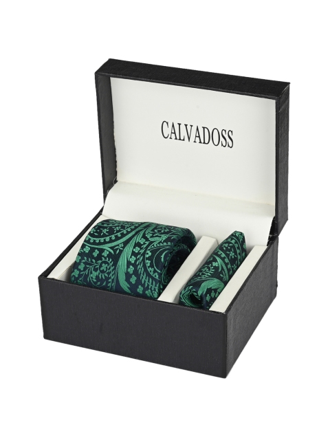 

Calvadoss Men Green & Navy Blue Woven Design Accessory Gift Set
