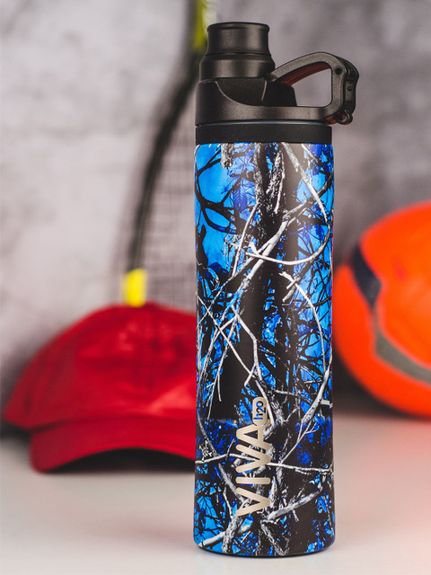 

VIVA h2o Blue & Black Printed Stainless Steel Vaccum Insulated Water Bottle 650 ml