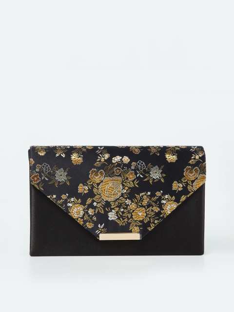 CODE by Lifestyle Black & Gold-Toned Embroidered Clutch