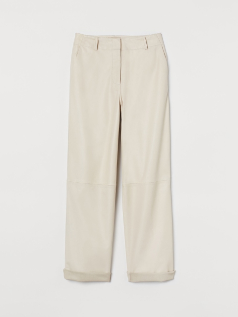 

H&M Women Off-White Wide Leather Trousers